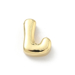 Letter L Латунные бусины, долговечный, стойки покрытие, без свинца и без кадмия, реальный 18 k позолоченный, Письмо L, 11.5x9x4.5 мм, отверстие : 2.5x2 мм