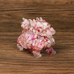 Розовый Опал Украшение для дисплея дракона из смолы, статуэтки с блестками и кусочками натурального розового опала внутри для украшения домашнего офиса, 75x50x57 мм