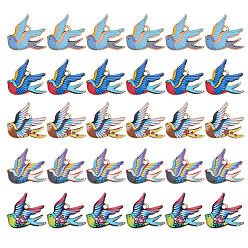 Mixed Color 30Pcs 5 Colors Rack Plating Alloy Pendants, Printed, Lead Free & Cadmium Free & Nickel Free, Bird Charm, Light Gold, Mixed Color, 20.5x21x1.5mm, Hole: 1.8mm, 6pcs/color