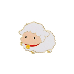 Овца Китайские эмалевые булавки со знаком зодиака, значок мультфильма из золотого сплава, овца, 23x26 мм