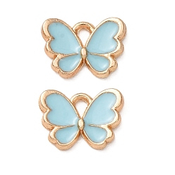 Light Sky Blue Alloy Enamel Pendants, Butterfly Charms, Golden, Light Sky Blue, 9x12.5x2mm, Hole: 1.5x2mm