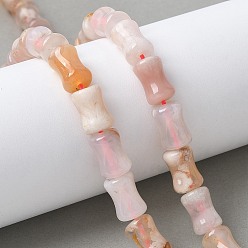 Вишневый агат Натуральные вишневые агатовые бусины, бамбуковую палку, 8~8.5x12 мм, отверстие : 1 мм, около 31 шт / нитка, 14.69'' (37.3 см)