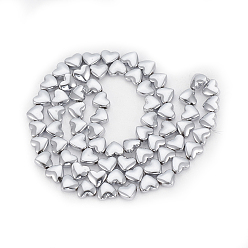 Platinum Plated Electroplate Non-magnetic Synthetic Hematite Beads Strands, Heart, Platinum Plated, 6x5.5x3mm, Hole: 1mm, about 70pcs/strand, 15.7 inch
