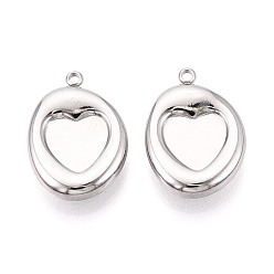 Нержавеющая Сталь Цвет 304 Настройки кабошон из нержавеющей стали кулон, овальные амулеты, цвет нержавеющей стали, 23x16x5 мм, отверстие : 1.7 мм, Размер лотка: 10x9.8 мм