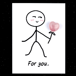 Розовый Кварц Украшения в виде сердца из натурального розового кварца, с бумажными карточками, фигурка для украшения дома, энергетический камень рейки для исцеления, 15 мм