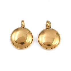 Золотой 304 прелести нержавеющей стали, ионное покрытие (ip), плоский круглый шарм, золотые, 10.5x8x2.5 мм, отверстие : 1.8 мм