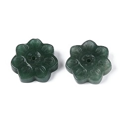 Зеленый Авантюрин Курильницы для благовоний из натурального зеленого авантюрина, цветок лотоса, держатели благовоний, домашний офис чайхана дзен буддийские принадлежности, 31~33x8~9 мм, отверстие : 2.5~3 мм