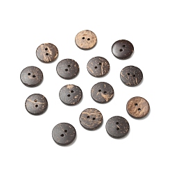 Coconut Brown 2-Hole Natural Coconut Buttons, Flat Round, Coconut Brown, 17.5x3mm, Hole: 1.8mm