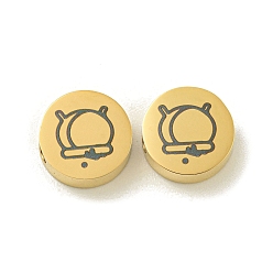 Другие Хэллоуин 304 бусы из нержавеющей стали, реальный 18 k позолоченный, плоско-круглые, котел ведьмы чайник, 8x3 мм, отверстие : 2 мм