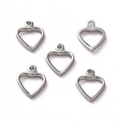 Платина Латунь прелести, долговечный, сердце, платина, 7.5x6x1 мм, отверстие : 0.7 мм