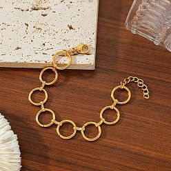 Настоящее золото 18K 304 женские браслеты-цепочки с кольцевыми звеньями из нержавеющей стали, реальный 18 k позолоченный, 5-7/8 дюйм (15 см)