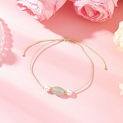 Зеленый Авантюрин Браслеты из бисера из натурального зеленого авантюрина, регулируемые плетеные браслеты из нейлоновой нити для женщин, с жемчугом из раковины , внутренний диаметр: 2 дюйм (5 см) ~ 3-1/8 дюйм (8 см)