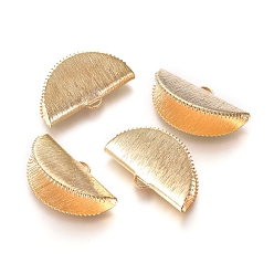 Doré  Extrémités de sertissage de ruban de laiton, brossé, demi-tour, or, 25x14x8~9mm, Trou: 3x1.5mm