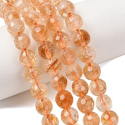 Citrine Natural Citrine Beads Strands, Round, Faceted(128 Facets), 6mm, Hole: 1mm, about 60pcs/strand, 14.76''(37.5cm)