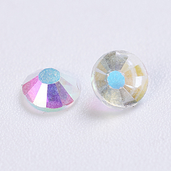 Crystal AB Glass Flat Back Rhinestone, Grade A, Back Plated, Faceted, Half Round, Crystal AB, 2.7~2.8mm, about 1440pcs/bag