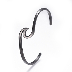 Черный Цвет Металла 304 из нержавеющей стали манжеты браслеты, металлический черный , 2-1/4 дюйм x 1-3/4 дюйм (5.65x4.6 см)