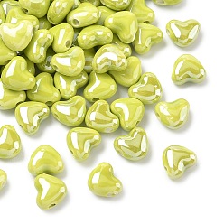 Сердце Фарфоровые бусины ручной работы, яркие глазированный фарфор, сердце, 10~10.5x11.5x6.5 мм, отверстие : 2 мм