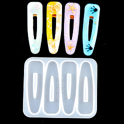 Белый Зажим для волос силиконовые формы, формы для литья смолы, для уф-смолы, изготовление ювелирных изделий из эпоксидной смолы, треугольные, белые, 98x80x4.5 мм, внутренний диаметр: 70x20 мм