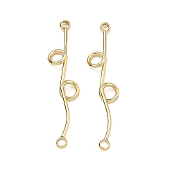Настоящее золото 14K Подвески из латуни, S-образные волнообразные звенья, реальный 14 k позолоченный, 30x6.5x2 мм, отверстия : 1.4 mm и 2.5 мм
