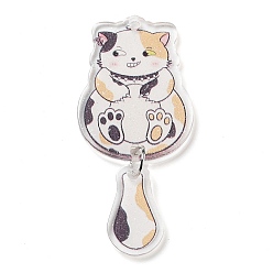 Белый Акриловые подвески, кошка, белые, 56x26x2.5 мм, отверстие : 1.8 мм