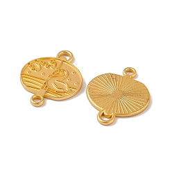 Золотой Настройки коннектора из сплава для эмали, плоский круглый с гусем, золотые, 24.5x19.5x1.5 мм, отверстия : 2 mm и 3 мм