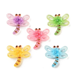 (52) Непрозрачная лаванда Кабошоны из смолы, стрекоза, с блеском, разноцветные, 25x28x7 мм