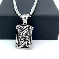 Нержавеющая Сталь Цвет Старинный греческий щит из нержавеющей стали с подвеской в виде геральдической лилии для мужчин, цвет нержавеющей стали