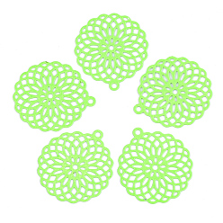 Лайм 430 из нержавеющей стали филигранные подвески, окрашеные, гравированные металлические украшения, цветок, желто-зеленые, 30x27x0.5 мм, отверстие : 1.8 мм