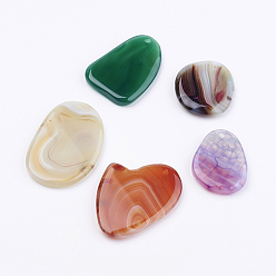 Natural Agate Natural Agate Pendants, Dyed & Heated, Nuggets, 31~46x24~34x4~5.5mm, Hole: 2mm