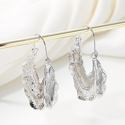 Платина Серьги-кольца из листового сплава, сложить очарование, платина, 50x35 мм