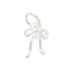 Серебро 925 подвески-бантики из стерлингового серебра с соединительными кольцами, серебряные, 12.5x8.5x2 мм, отверстие : 3.5 мм