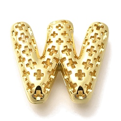 Letter W Латунные подвески, подвески с полыми буквами, стойки покрытие, долговечный, без кадмия и без свинца, Буква W, 22x25.5x7.5 мм, отверстие : 5x2.7 мм