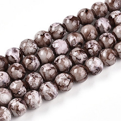Кокосово-Коричневый Выпечки нарисованных стеклянных бусин прядей, круглые, кокосового коричневый, 10~10.5 мм, отверстие : 1.4 мм, около 79~84 шт / нитка, 30.31~31.89 дюйм (77~81 см)