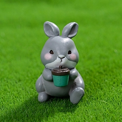 Серый Миниатюрные украшения из смоляных кроликов, для садовых кукольных домиков, серые, 36x26 мм