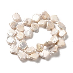 PapayaWhip Natural Keshi Pearl Beads Strands, Baroque Pearls, Cultured Freshwater Pearl, Rhombus, PapayaWhip, 14~15.5x12.5~13x4~5.5mm, Hole: 0.7mm, about 28~29pcs/strand, 15.35~15.55 inch(39~39.5cm)
