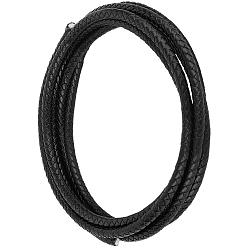 Черный Плетеный кожаный шнур с сердечником, кожаный шнур ювелирных изделий, ювелирные изделия DIY делает материал, окрашенные, круглые, чёрные, 6 мм, около 2.19 ярдов (2 м) / комплект
