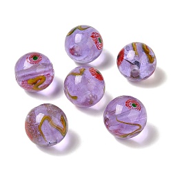 Сливовый Ручной прозрачные бусины бусины, круглые, слива, 15.5~16 мм, отверстие : 3 мм