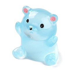 Небесно-голубой Медведь, светящиеся украшения из смолы, светится в темноте, украшения для рабочего стола в автомобиле или домашнем офисе, голубой, 16x17x20 мм