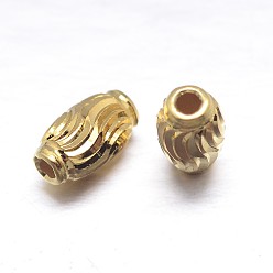 Echt 18 k vergoldet Echte 18k vergoldete ovale 925 Sterlingsilberperlen, golden, 7x4 mm, Bohrung: 1.5 mm, ca. 123 Stk. / 20 g