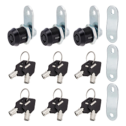 Black Zinc Alloy & Plastic Universal Cam Lock Kit with Keys, Secure Cabinet & Mailbox Lock Set for Drawers & Doors, Black, 39.5x23x9.5mm