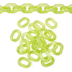 Зелено-Желтый 20шт. прозрачных акриловых быстроразъемных соединителей, ab color овальные ссылки, зеленый желтый, 19x14 мм