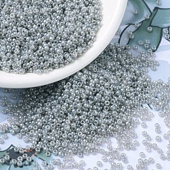 (RR526) Silver Gray Ceylon Миюки круглые бусины рокайль, японский бисер, (rr 526) серебристо-серый цейлон, 11/0, 2x1.3 мм, Отверстие : 0.8 мм , около 5500 шт / 50 г