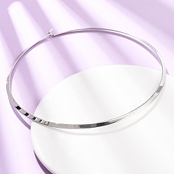 Нержавеющая Сталь Цвет 4мм 201 ожерелья-чокеры из нержавеющей стали, жесткие ожерелья для женщин, не тускнеет, цвет нержавеющей стали, внутренний диаметр: 5.39x5.55 дюйм (13.7x14.1 см)