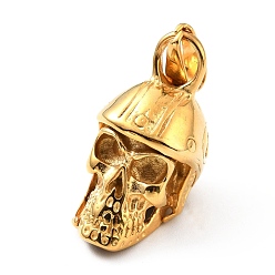 Golden PVD Vacuum Plating 304 Stainless Steel Pendants, Skull, Golden, 34x16.5x20mm, Hole: 9.5x4.5mm