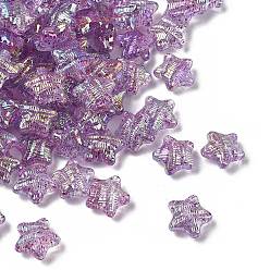 Средняя Орхидея Уф-покрытие прозрачные акриловые бусины, звезда, радужный, средне орхидеи, 18x19x10 мм, отверстие : 2 мм, Около 355 шт / 500 г