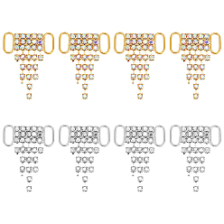 Platinum & Light Gold 8 шт 2 цвета латунь стразы украшение для обуви, пряжки для туфель своими руками, треугольные, платина и светлое золото, 35.5x27x3 мм, отверстие : 10x4 мм, 4 шт / цвет