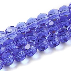 Bleu Ardoise Moyen Des billes de verre transparentes, à facettes (32 facettes), ronde, bleu ardoise moyen, 6mm, Trou: 1mm, Environ 98 pcs/chapelet, 20.47 pouce (52 cm)