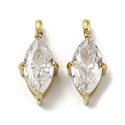 Настоящее золото 14K 304 подвески из нержавеющей стали, с четким кубического циркония, Очарование лошадиных глаз, реальный 14 k позолоченный, 14.5x6.5x4.5 мм, отверстие : 1.8 мм