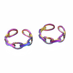 Rainbow Color Открытые овальные кольца-манжеты, полые открытые кольца, цвет радуги 304 кольца из нержавеющей стали для женщин, размер США 7 1/2 (17.7 мм)