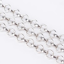 Платина Железа Роло цепь, несварные, с катушкой, без свинца, платина, 4x1 мм, около 164.04 футов (50 м) / рулон